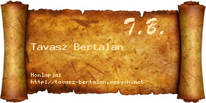Tavasz Bertalan névjegykártya